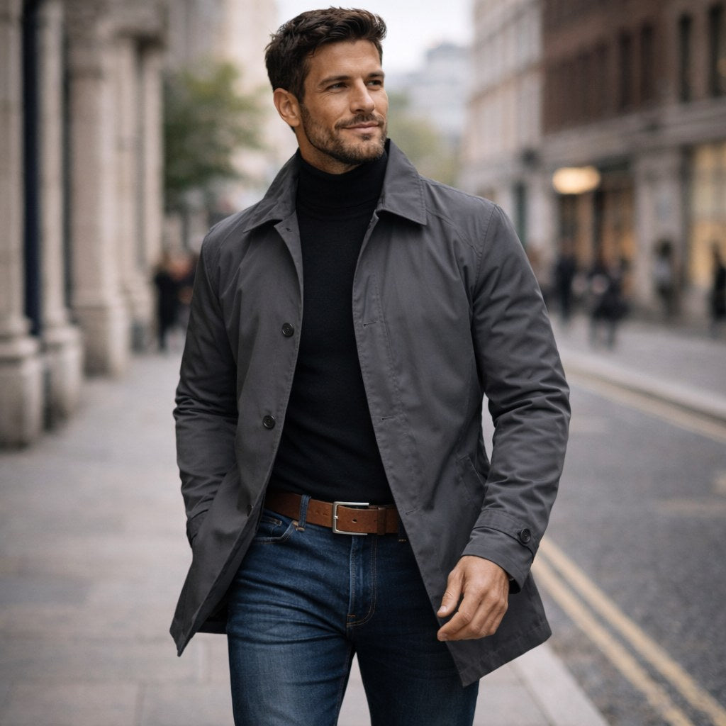 Harvey | Men's Tailored All-Weather Overcoat, Timeless Autumn Coat | Everlasting Boutique