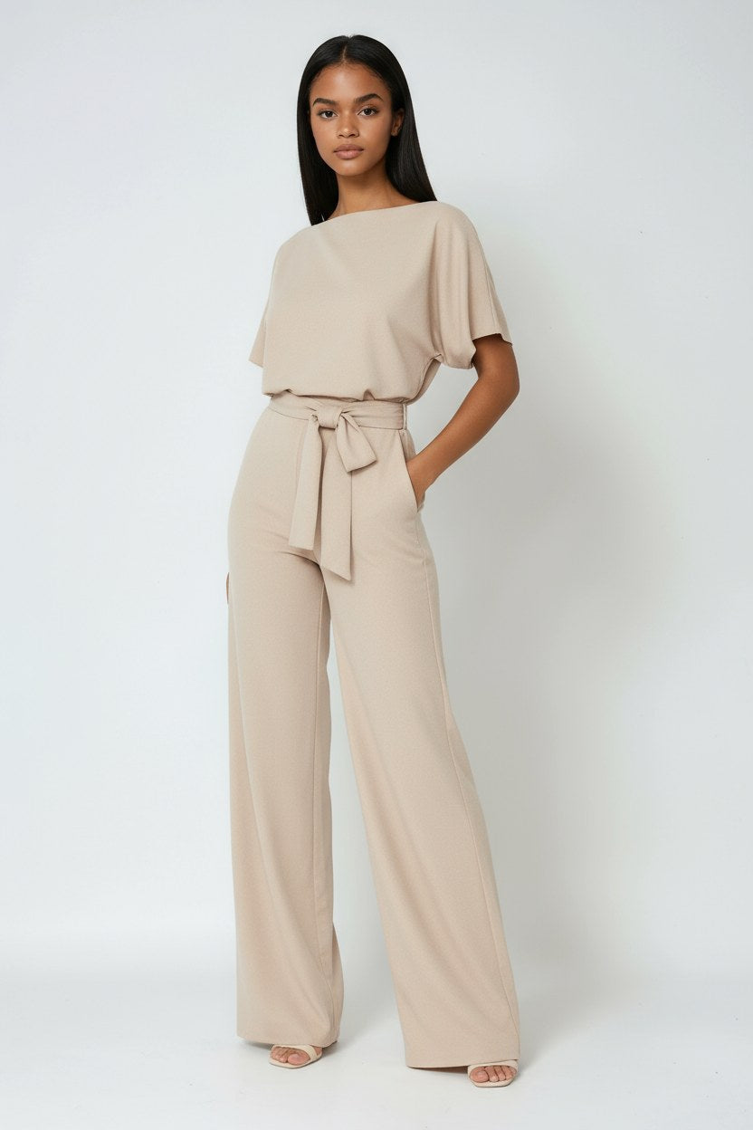 Heidi | Women's Wide-Leg Jumpsuit with Waist Tie – an Elegant One-Piece | Everlasting Boutique