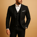 Heinrich | Men's Slim Fit Three-Piece Suit, Wedding Suit with Waistcoat | Everlasting Boutique | Black