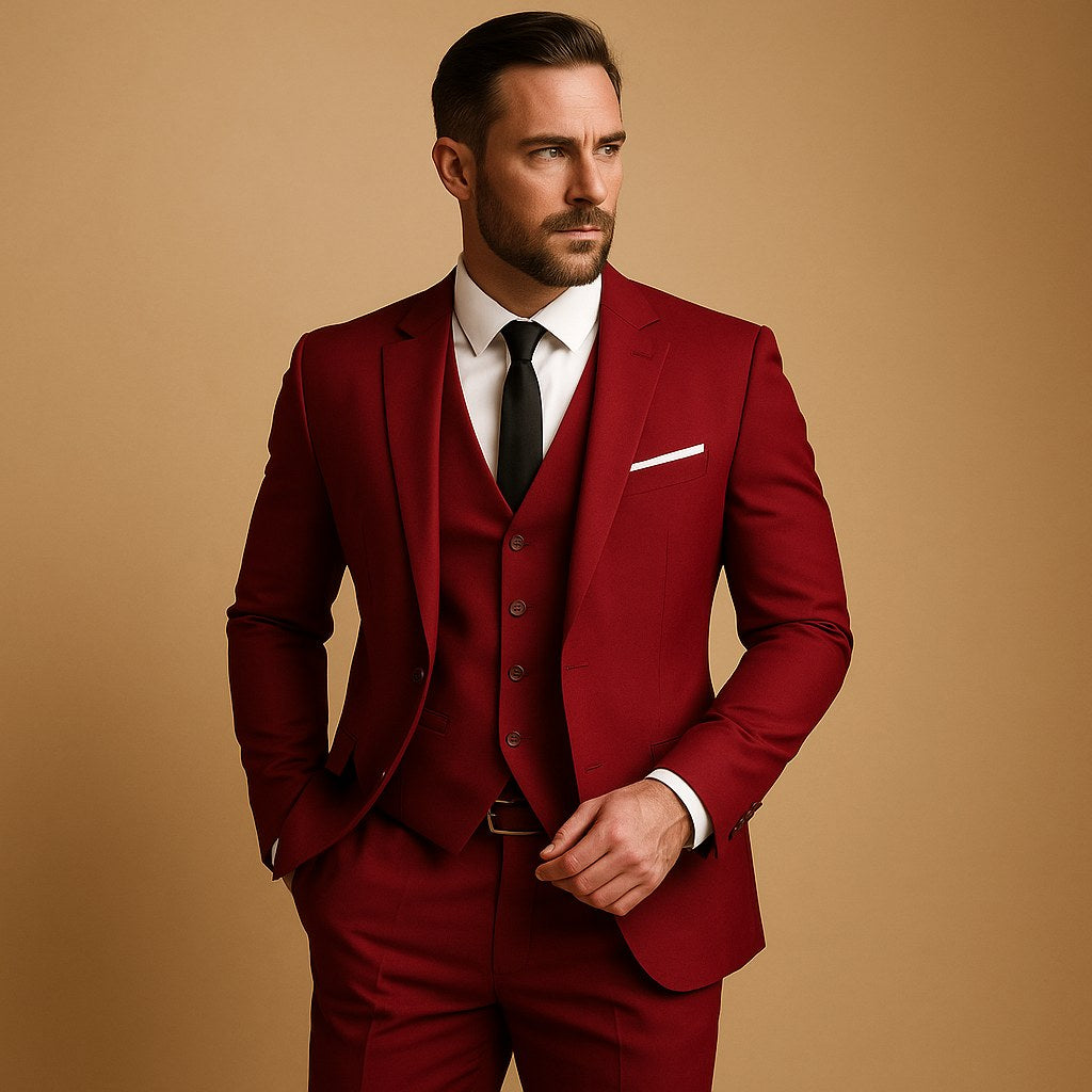 Heinrich | Men's Slim Fit Three-Piece Suit, Wedding Suit with Waistcoat | Everlasting Boutique | Black