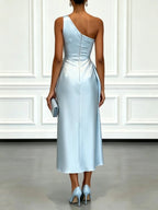 Helen | Women's Satin One-Shoulder Maxi Dress, Elegant Evening Gown | Everlasting Boutique