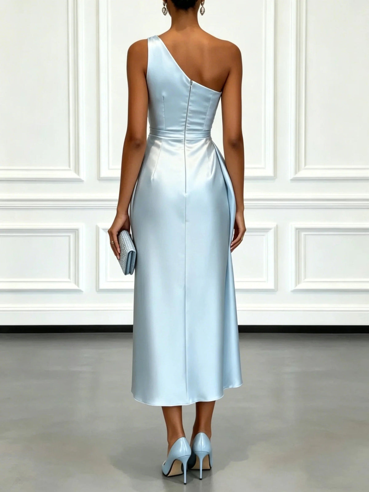Helen | Women's Satin One-Shoulder Maxi Dress, Elegant Evening Gown | Everlasting Boutique