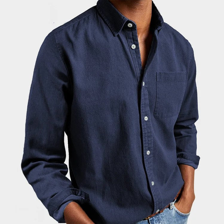 Henry | Men's Tailored Cotton Shirt, Smart Everyday Shirt | Everlasting Boutique | Navy Blue