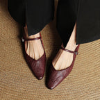 Holly | Women's Leather Mary Jane Mules, Pointed Toe Comfort Shoes | Everlasting Boutique