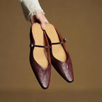 Holly | Women's Leather Mary Jane Mules, Pointed Toe Comfort Shoes | Everlasting Boutique