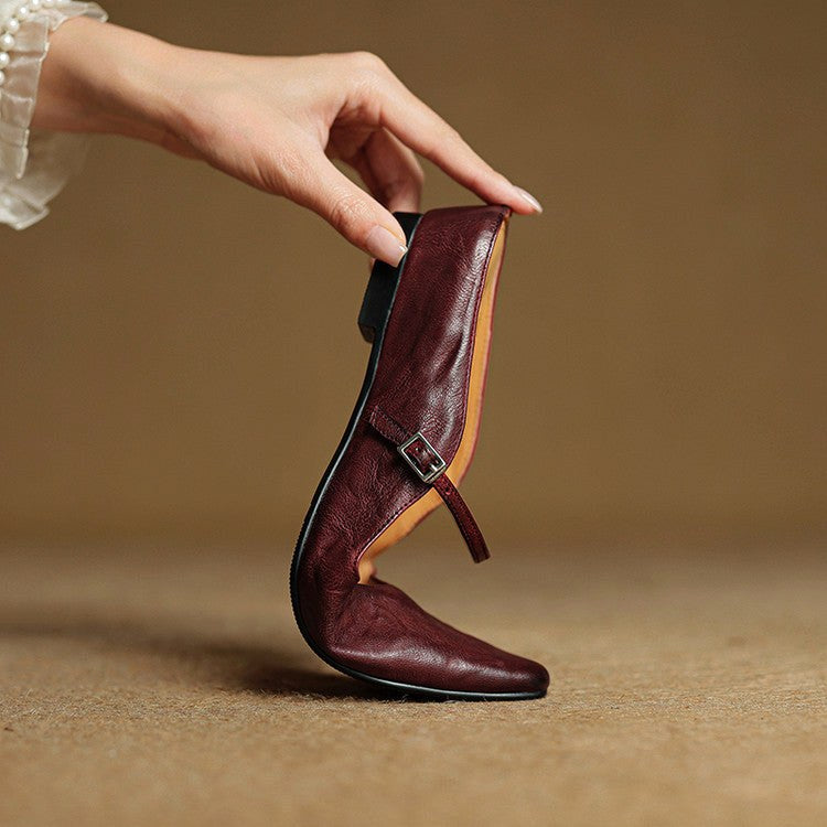 Holly | Women's Leather Mary Jane Mules, Pointed Toe Comfort Shoes | Everlasting Boutique