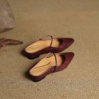 Holly | Women's Leather Mary Jane Mules, Pointed Toe Comfort Shoes | Everlasting Boutique