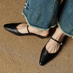 Holly | Women's Leather Mary Jane Mules, Pointed Toe Comfort Shoes | Everlasting Boutique