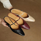 Holly | Women's Leather Mary Jane Mules, Pointed Toe Comfort Shoes | Everlasting Boutique