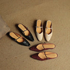 Holly | Women's Leather Mary Jane Mules, Pointed Toe Comfort Shoes | Everlasting Boutique