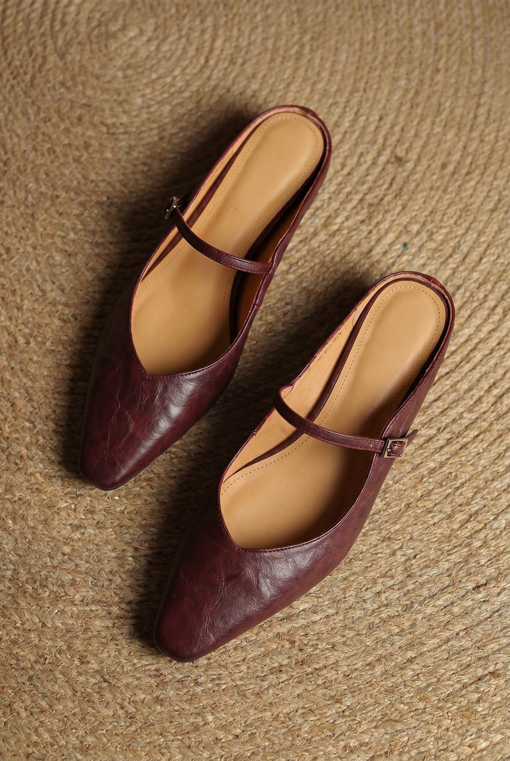 Holly | Women's Leather Mary Jane Mules, Pointed Toe Comfort Shoes | Everlasting Boutique