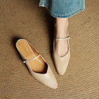 Holly | Women's Leather Mary Jane Mules, Pointed Toe Comfort Shoes | Everlasting Boutique