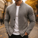 Ingo | Men's Cardigan with Textured Knit, Elegant Everyday Cardigan | Everlasting Boutique | Grey
