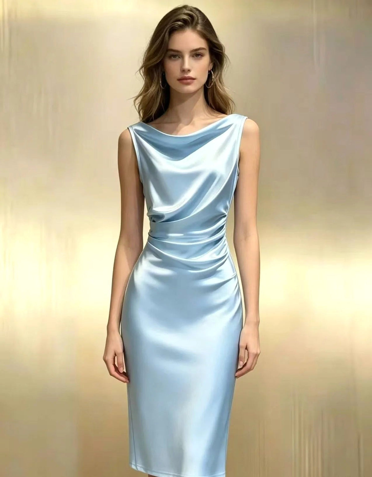 Ingrid | Women's Sleeveless Satin Midi Dress, Elegant Midi Dress | Everlasting Boutique