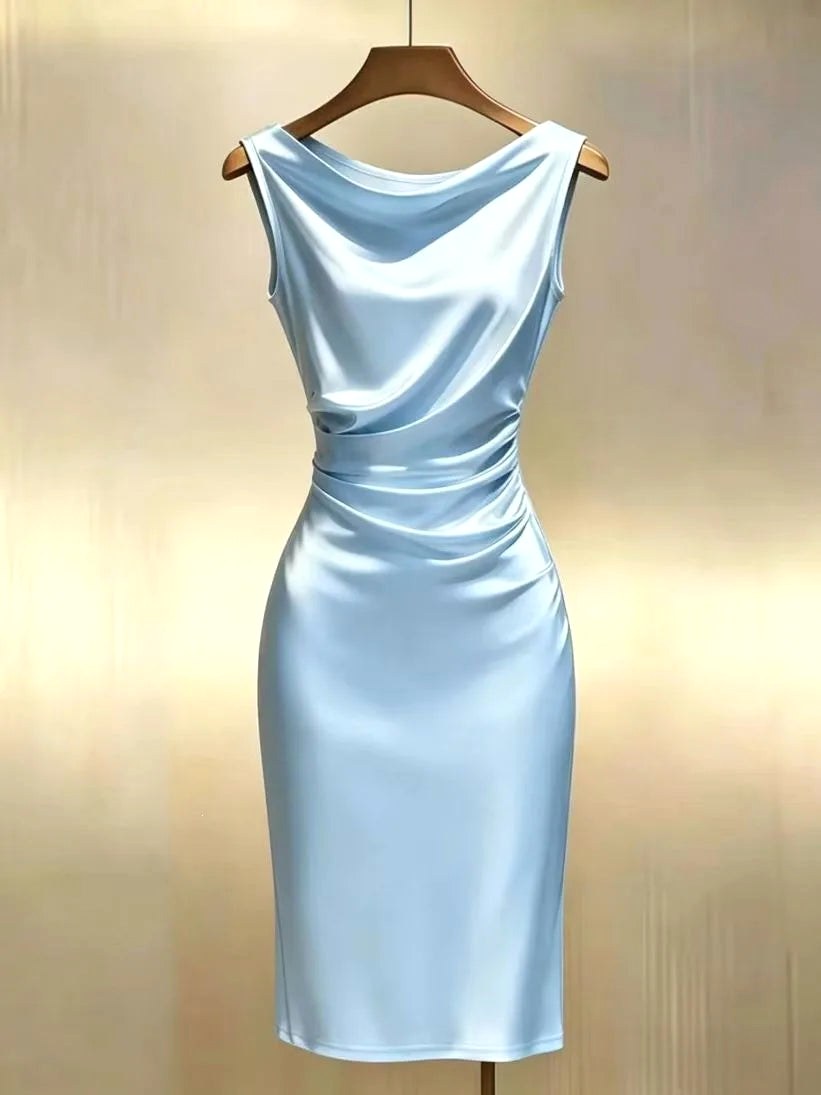 Ingrid | Women's Sleeveless Satin Midi Dress, Elegant Midi Dress | Everlasting Boutique