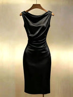 Ingrid | Women's Sleeveless Satin Midi Dress, Elegant Midi Dress | Everlasting Boutique