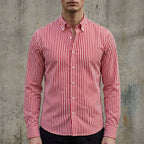 Isaac | Men's Striped Cotton-Blend Button-Up Shirt, Long-Sleeve Smart Casual Shirt | Everlasting Boutique