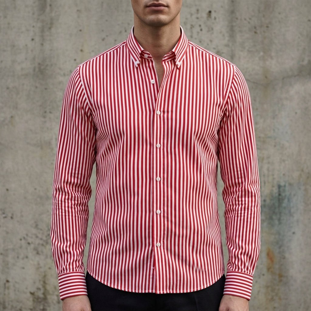 Isaac | Men's Striped Cotton-Blend Button-Up Shirt, Long-Sleeve Smart Casual Shirt | Everlasting Boutique