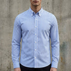 Isaac | Men's Striped Cotton-Blend Button-Up Shirt, Long-Sleeve Smart Casual Shirt | Everlasting Boutique