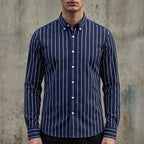 Isaac | Men's Striped Cotton-Blend Button-Up Shirt, Long-Sleeve Smart Casual Shirt | Everlasting Boutique