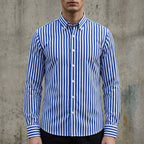 Isaac | Men's Striped Cotton-Blend Button-Up Shirt, Long-Sleeve Smart Casual Shirt | Everlasting Boutique