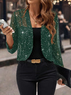 Isabelle | Women's Sequin Cardigan Jacket, Glitter Evening Jacket | Animated Apparel | Black
