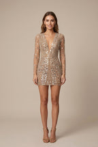 Isla | Women's Sequin Mini Dress, V-Neck Evening Dress | Everlasting Boutique