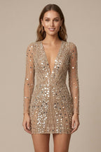Isla | Women's Sequin Mini Dress, V-Neck Evening Dress | Everlasting Boutique