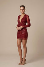 Isla | Women's Sequin Mini Dress, V-Neck Evening Dress | Everlasting Boutique