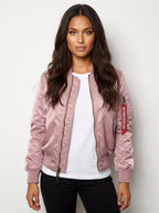 Isla | Women's Utility Bomber Jacket, Satin-Finish Autumn Jacket | Everlasting Boutique