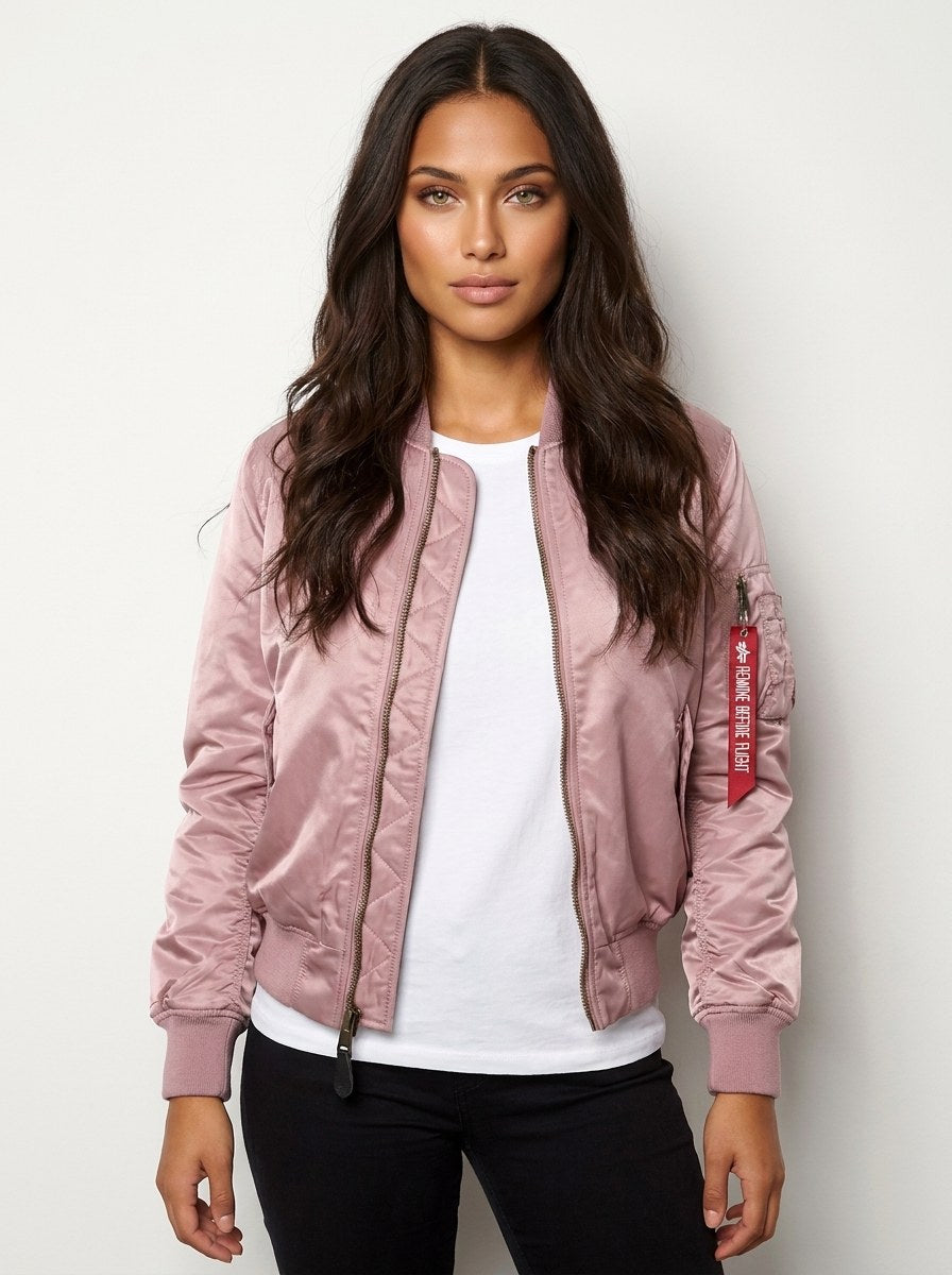 Isla | Women's Utility Bomber Jacket, Satin-Finish Autumn Jacket | Everlasting Boutique