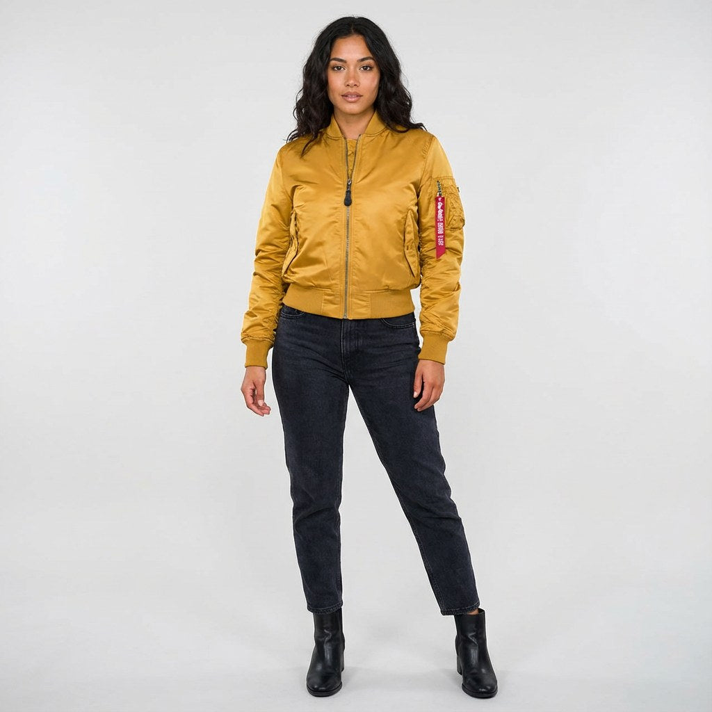 Isla | Women's Utility Bomber Jacket, Satin-Finish Autumn Jacket | Everlasting Boutique