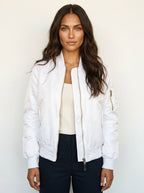 Isla | Women's Utility Bomber Jacket, Satin-Finish Autumn Jacket | Everlasting Boutique