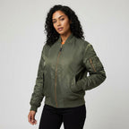 Isla | Women's Utility Bomber Jacket, Satin-Finish Autumn Jacket | Everlasting Boutique