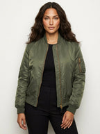 Isla | Women's Utility Bomber Jacket, Satin-Finish Autumn Jacket | Everlasting Boutique