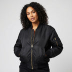 Isla | Women's Utility Bomber Jacket, Satin-Finish Autumn Jacket | Everlasting Boutique | Paars