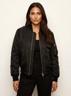 Isla | Women's Utility Bomber Jacket, Satin-Finish Autumn Jacket | Everlasting Boutique | Marineblauw