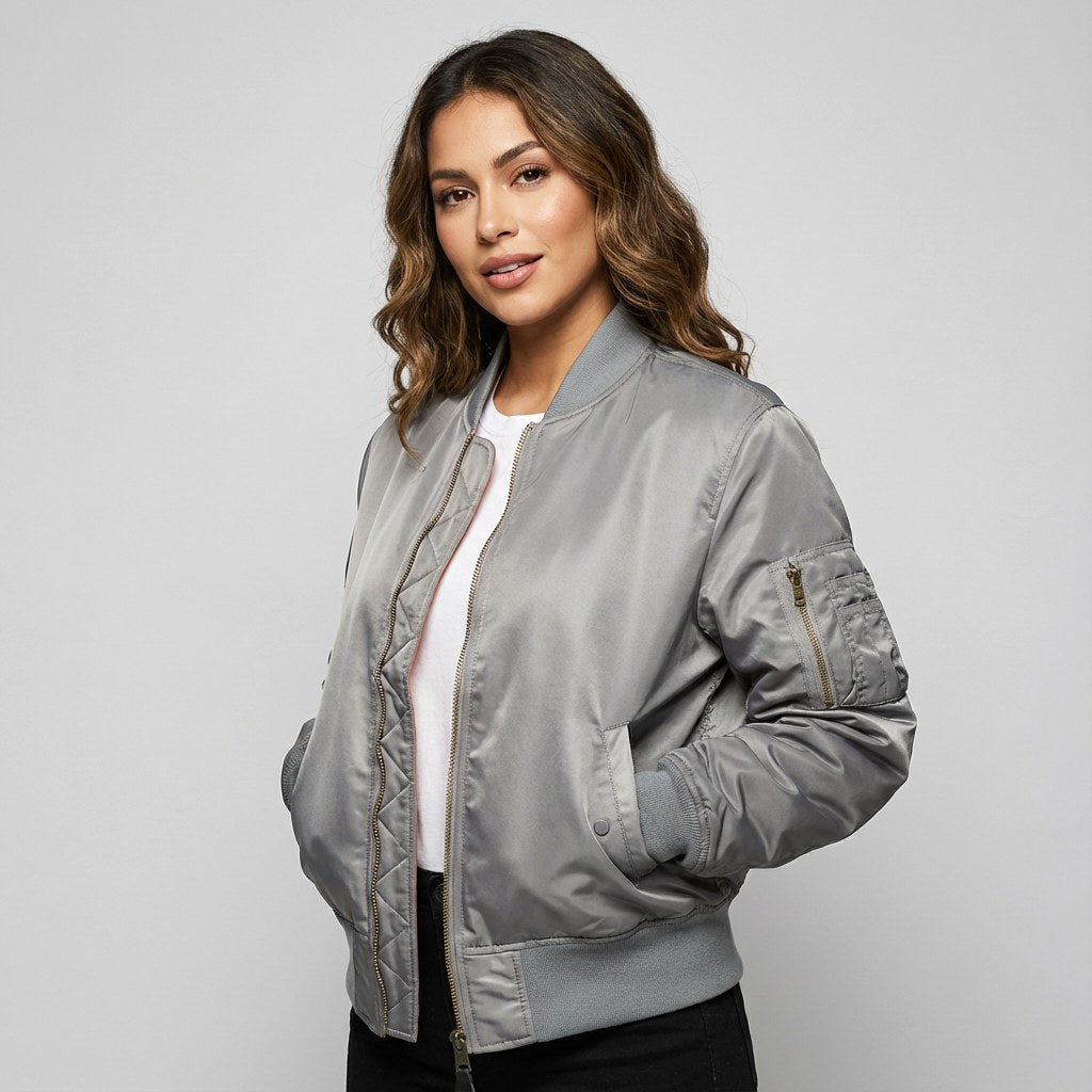 Isla | Women's Utility Bomber Jacket, Satin-Finish Autumn Jacket | Everlasting Boutique | Wit