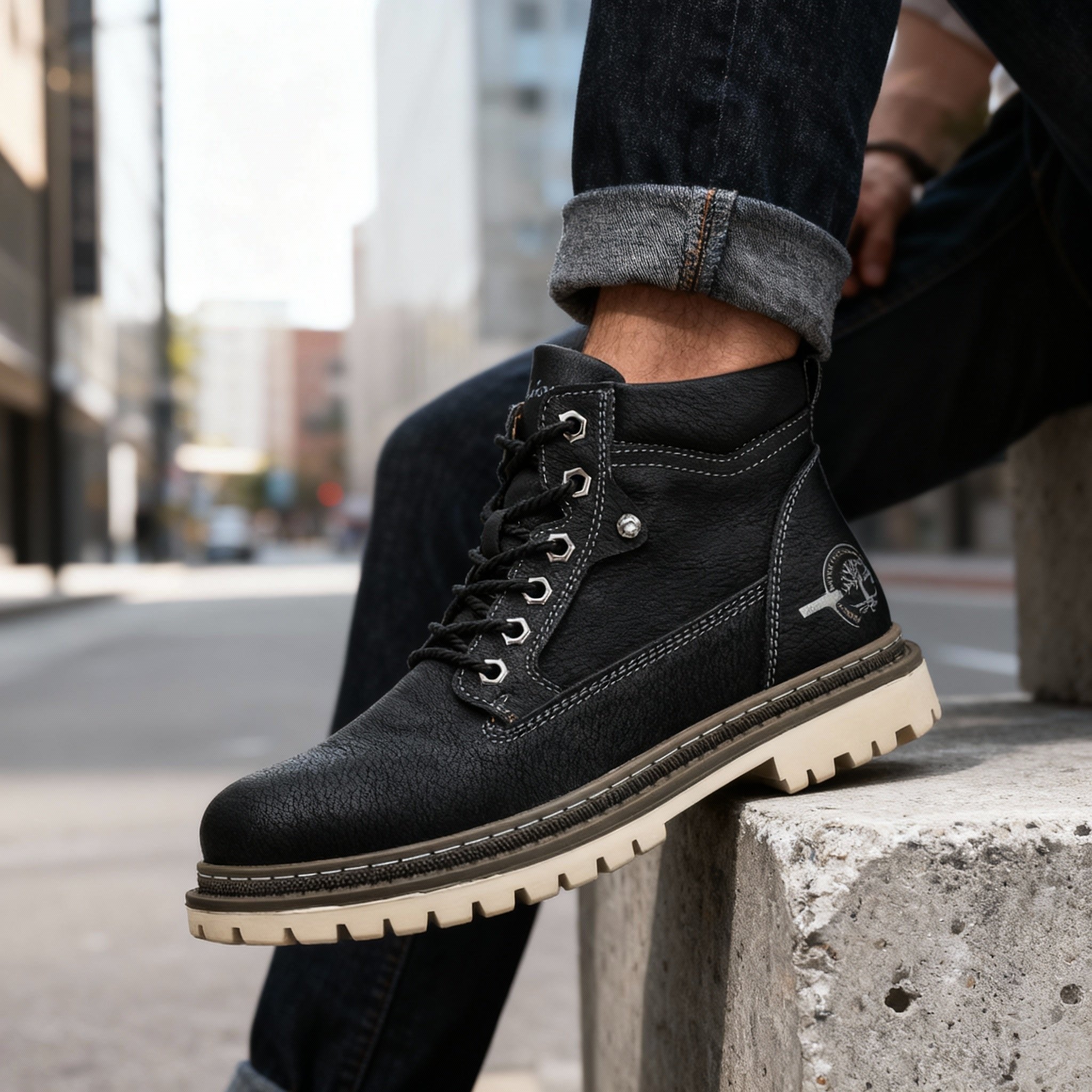 Jack | Men's Leather Work Boots, Lace-Up Anti-Slip Boots | Everlasting Boutique