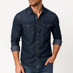 Jacob | Men's Denim Shirt with Classic Collar, Button-Up Denim Shirt | Everlasting Boutique