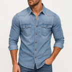 Jacob | Men's Denim Shirt with Classic Collar, Button-Up Denim Shirt | Everlasting Boutique