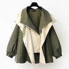 Jacqueline | Women's Oversized Layered Jacket, Practical Autumn Jacket | Everlasting Boutique | Green
