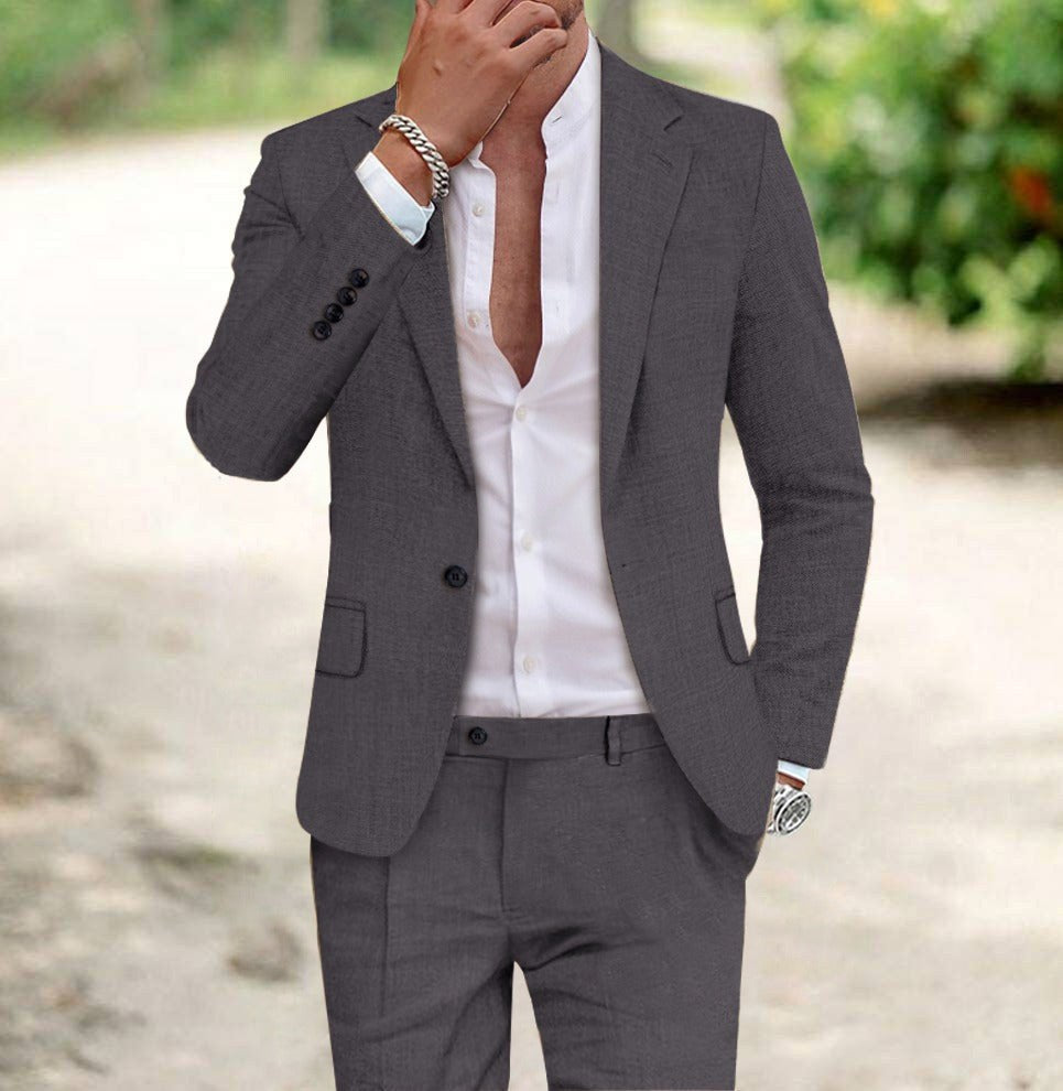 Jacob | Men's Slim-Fit Two-Piece Linen Suit – Elegant Suit | Everlasting Boutique