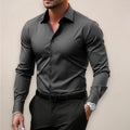 James | Men's Long Sleeve Smart Shirt, Tailored Formal Shirt | Everlasting Boutique | Dark Grey