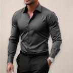 James | Men's Long Sleeve Smart Shirt, Tailored Formal Shirt | Everlasting Boutique | Dark Grey