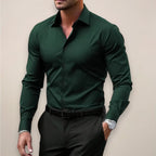 James | Men's Long Sleeve Smart Shirt, Tailored Formal Shirt | Everlasting Boutique | Dark Green
