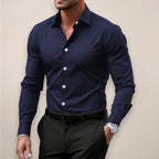 James | Men's Long Sleeve Smart Shirt, Tailored Formal Shirt | Everlasting Boutique | Navy Blue