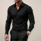 James | Men's Long Sleeve Smart Shirt, Tailored Formal Shirt | Everlasting Boutique | Black