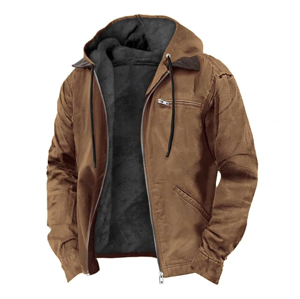 Jamie | Men's Hooded Full Zip Jacket, Lined Casual Jacket | Everlasting Boutique | Brown
