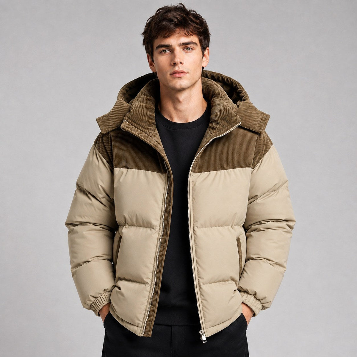 Jared | Men's Oversized Padded Puffer Jacket, Hooded Winter Coat | Everlasting Boutique | Sky Blue